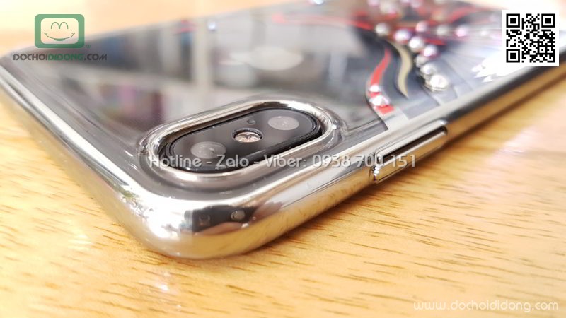 Ốp lưng iPhone X XS Kavaro trong viền màu đính đá