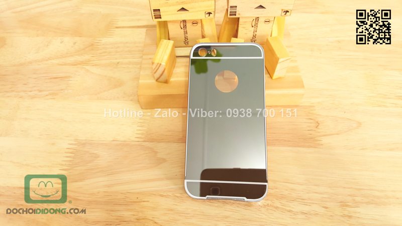 Ốp lưng iPhone 5 5s viền nhôm lưng tráng gương