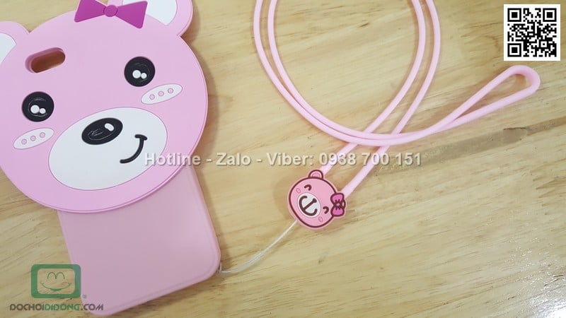 Ốp lưng iPhone 5 5s 5se dẻo hình thú có dây đeo