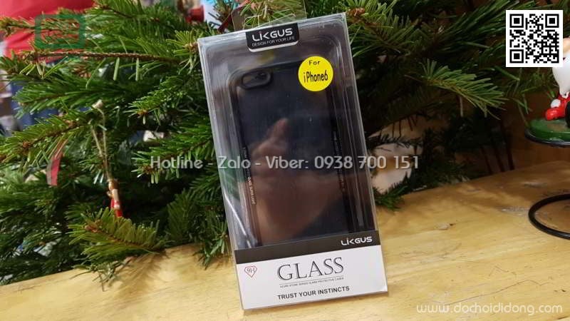 Ốp lưng iPhone 6 6S Likgus lưng kính viền dẻo