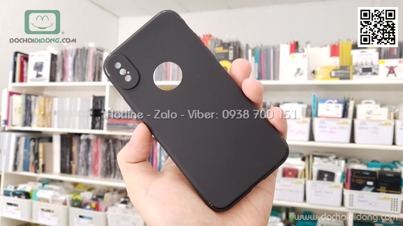 Ốp lưng iPhone X Zacase bảo vệ camera dẻo nhám khuyết táo