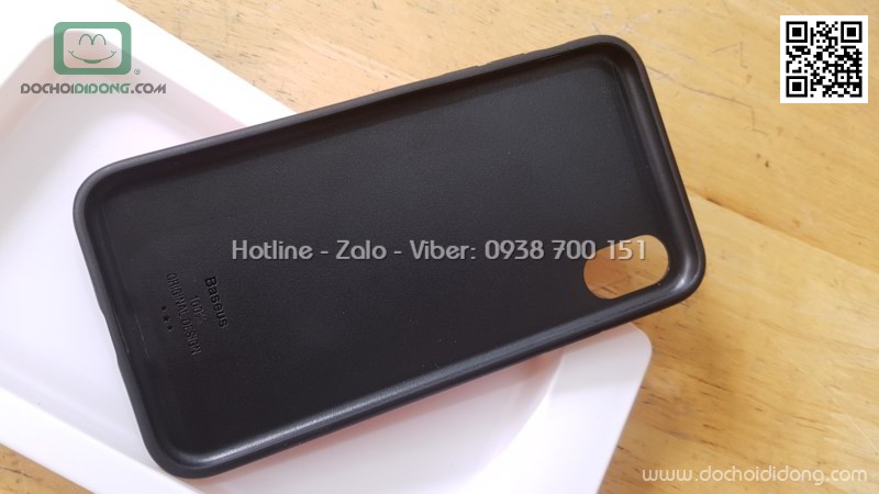 Ốp lưng iPhone X XS Baseus lưng vải nhét card