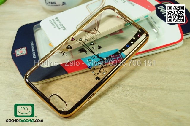 Ốp lưng iPhone 6 Uyitlo dẻo cao cấp đính đá hình con chim