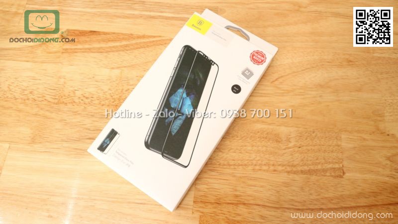 Miếng dán cường lực iPhone X Baseus full màn hình