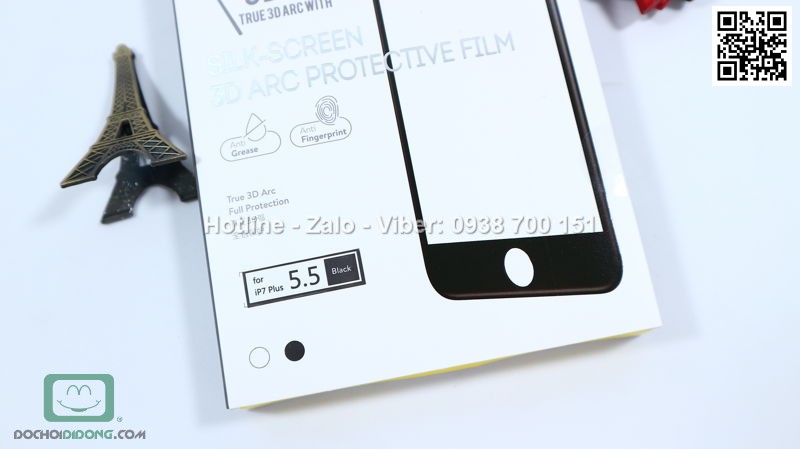 Miếng dán cường lực iPhone 8 Plus Baseus 3D viền kính full màn hình 9H