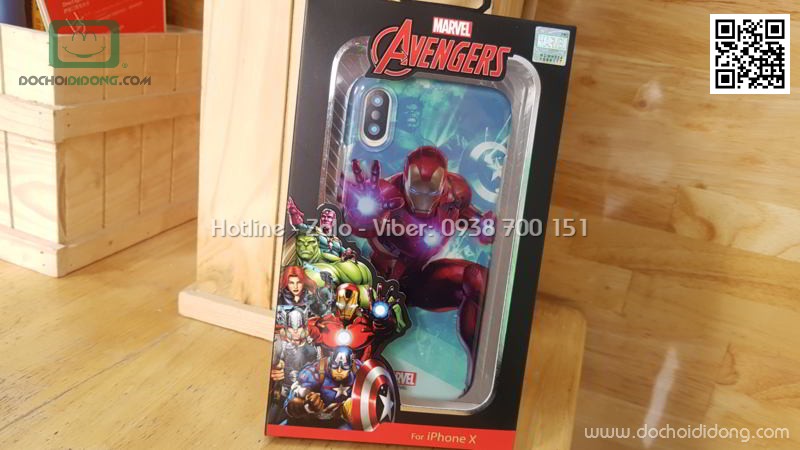 Ốp lưng iPhone X XS Marvel Avengers in 3D 2 lớp