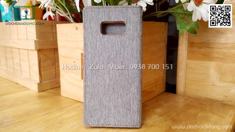 Bao da Samsung S8 Mercury Canvas Diary vân vải nhét card