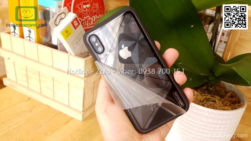 Ốp lưng iPhone X Nillkin Tempered lưng kính