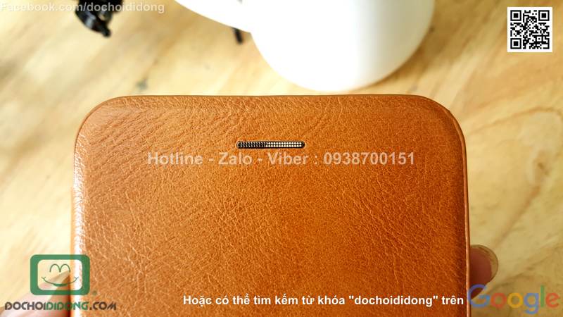 Bao da iPhone 7 Plus Nillkin Qin vân sần