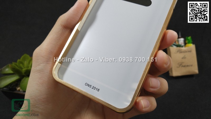 Ốp lưng Samsung Galaxy J5 Prime viền nhôm lưng tráng gương