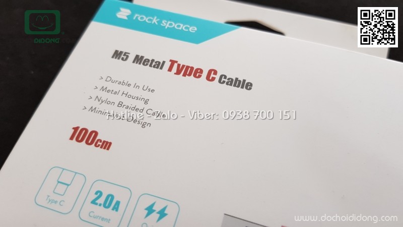 Cáp Type C Rock bọc dù 1m chính hãng