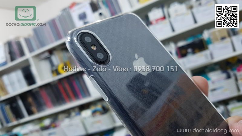 Ốp lưng iPhone X Zacase dẻo trong có nắp đậy cống sạc