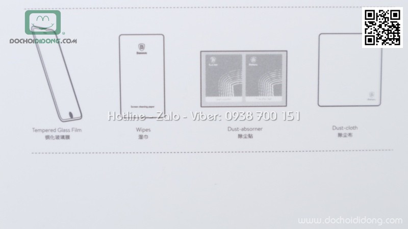 Miếng dán cường lực full màn hình iPhone 6 6S 7 8 Baseus