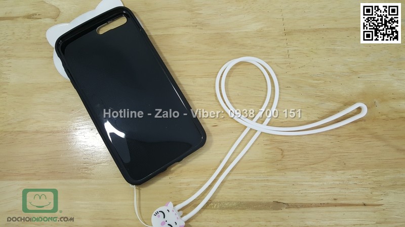 Ốp lưng iPhone 8 Plus dẻo hình thú có dây đeo