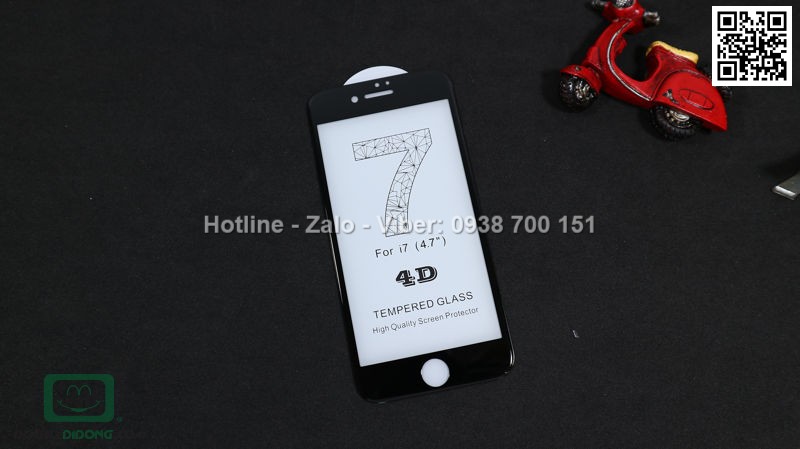 Miếng dán cường lực iPhone 7 4D full màn hình 9H