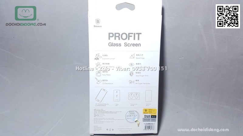 Miếng dán cường lực full màn hình iPhone 7 8 Baseus viền nhám