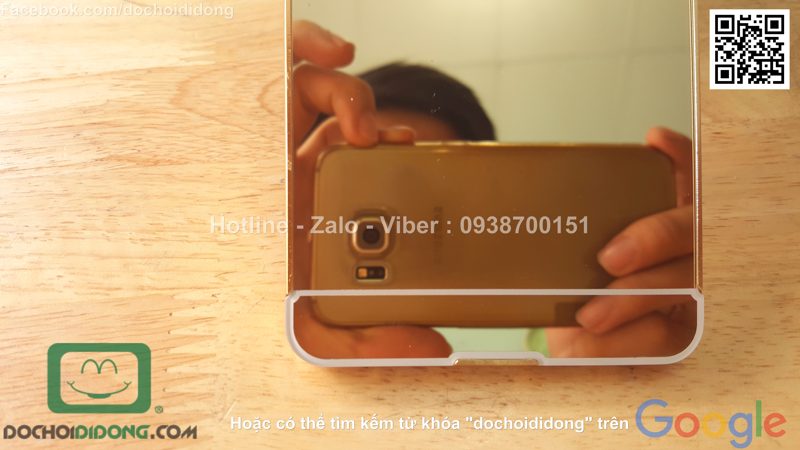 Ốp lưng OPPO R7S viền nhôm lưng tráng gương