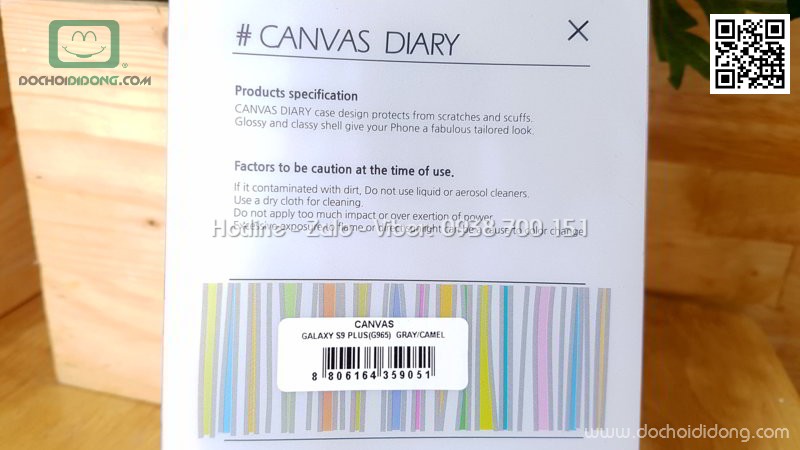 Bao da Samsung S9 Plus Mercury Canvas Diary vân vải nhét card