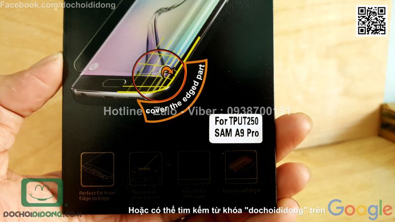 Miếng dán màn hình Samsung Galaxy A9 Pro Vmax full màn hình