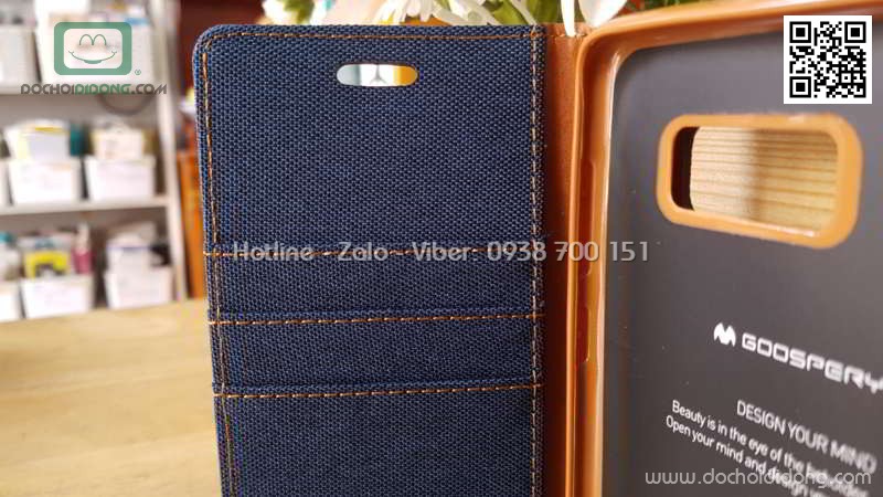 Bao da Samsung S8 Mercury Canvas Diary vân vải nhét card