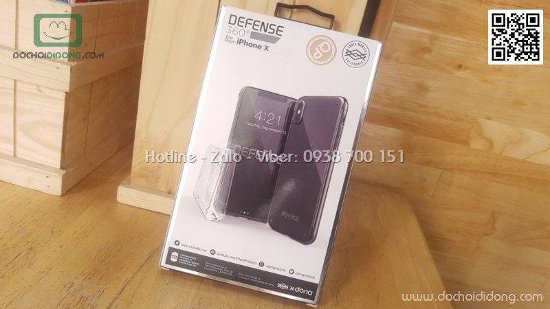 Ốp lưng iPhone X XS X-Doria Defense 360 độ