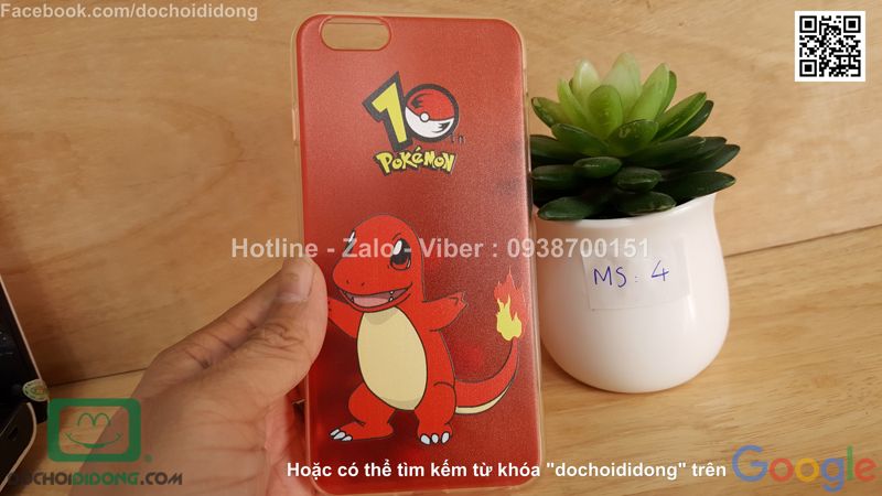 Ốp lưng iPhone 6 6s Plus Pokemon Go dẻo viền trong