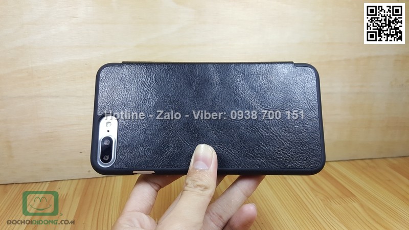 Bao da iPhone 8 Plus Nillkin Qin vân sần