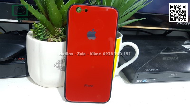 Ốp lưng iPhone 6 6S Hojar lưng kính cường lực viền mềm