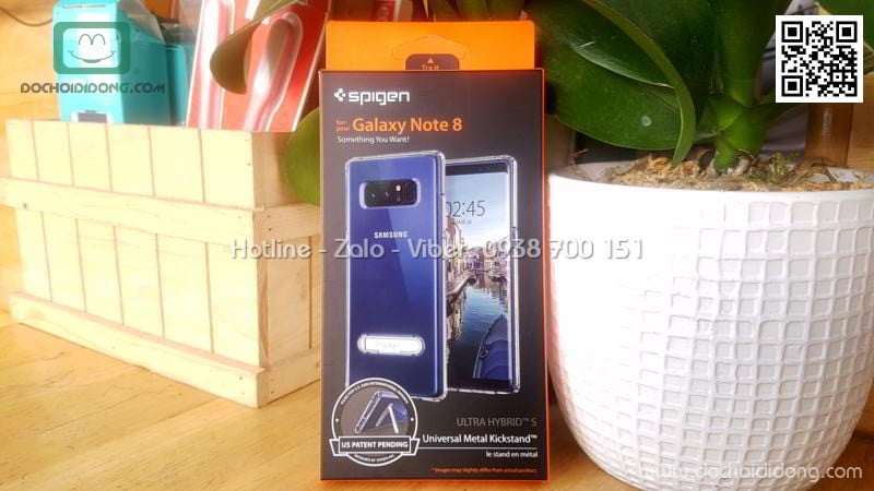 Ốp lưng Samsung Note 8 Spigen Ultra Hybrid có chống lưng