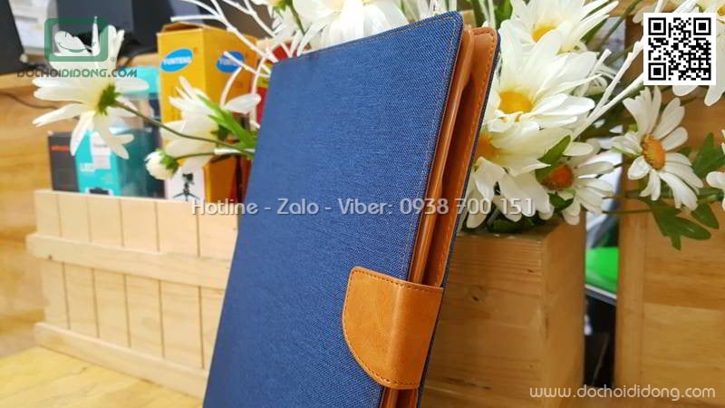 Bao da iPad 2 3 4 Mercury Canvas Diary vân vải nhét card