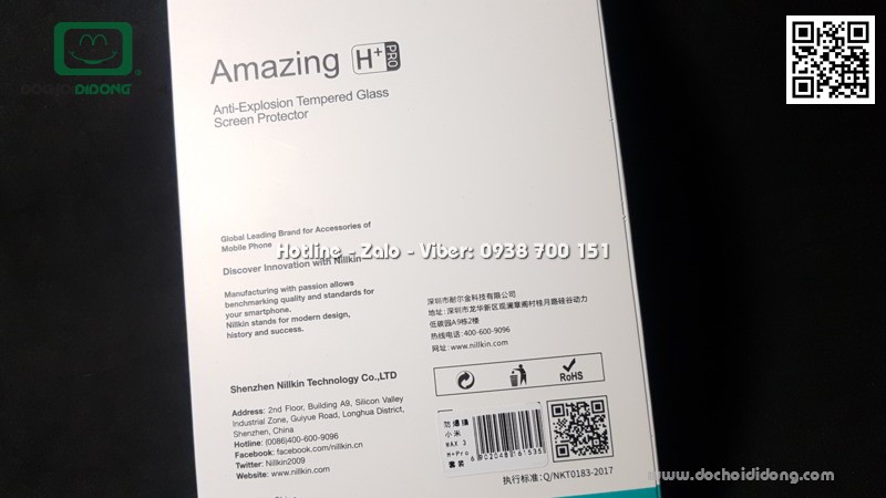 Miếng dán cường lực Xiaomi Mi Max 3 Nillkin Amazing H Pro