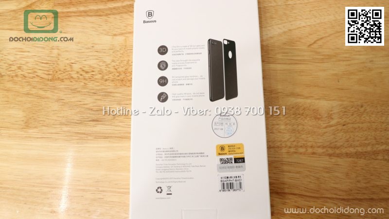 Miếng dán cường lực mặt lưng iPhone 8 Baseus 3D