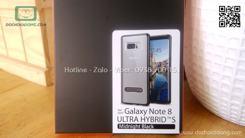 Ốp lưng Samsung Note 8 Spigen Ultra Hybrid có chống lưng