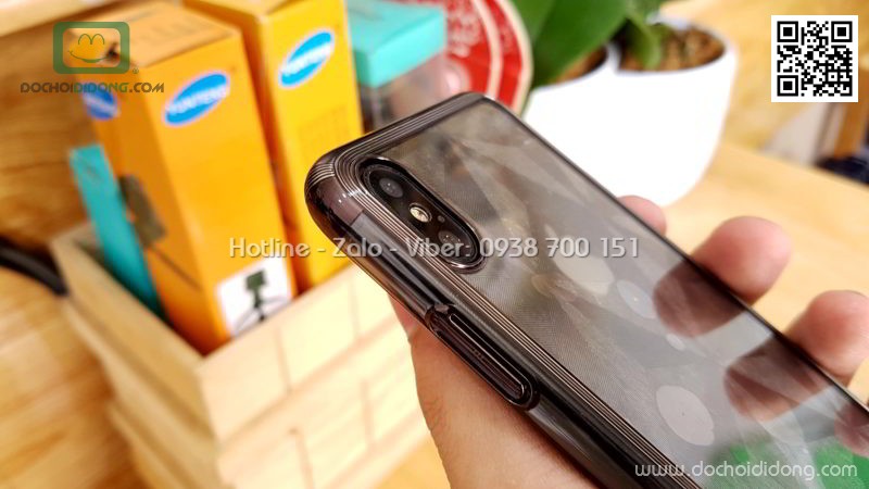 Ốp lưng iPhone X XS Baseus Minju lưng trong viền màu