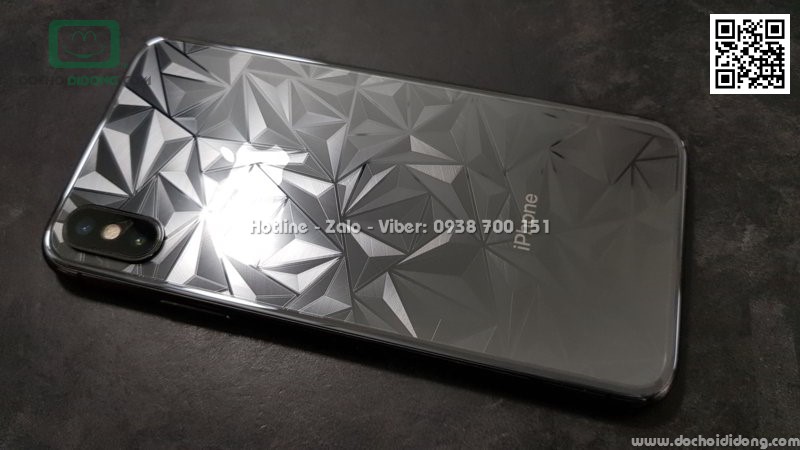 Miếng dán full lưng iPhone X kim cương