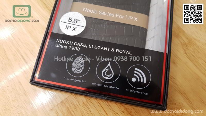 Ốp lưng iPhone X Nuoku da cá sấu thật