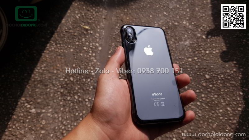 Ốp lưng iPhone X Baseus Glitter trong suốt viền màu