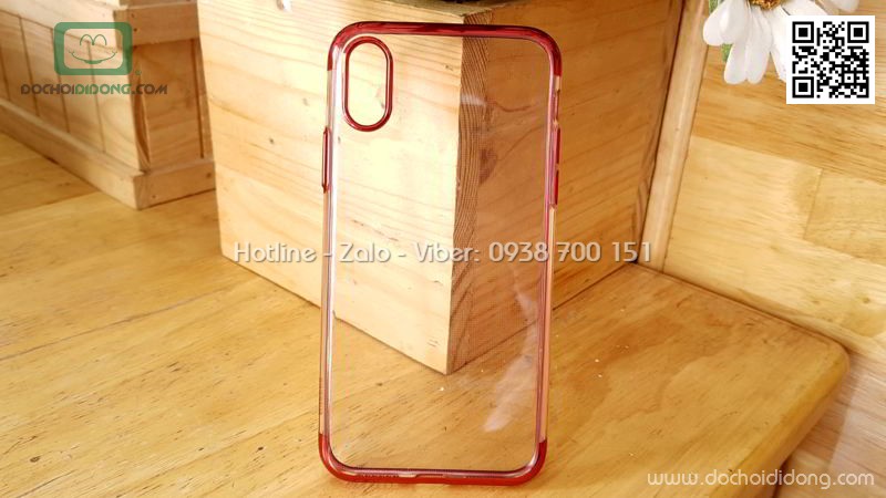 Ốp lưng iPhone X Baseus Shining dẻo trong viền màu