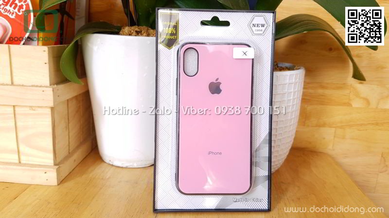 Ốp lưng iPhone X Hojar lưng kính cường lực viền mềm