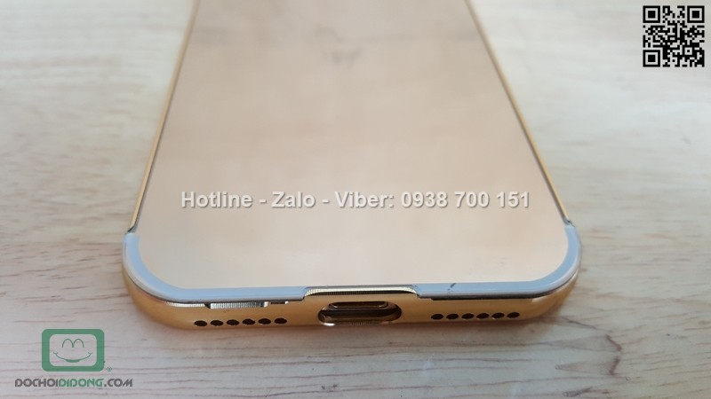 Ốp lưng iPhone 8 viền nhôm lưng tráng gương