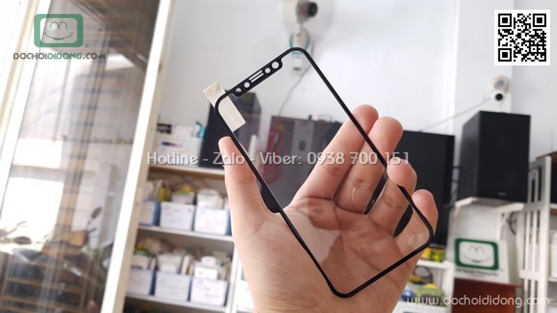 Miếng dán cường lực full màn hình iPhone X XS Baseus viền mềm 0.23mm