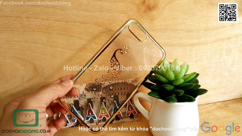 Ốp lưng iPhone 8 Plus đính đá hình con công