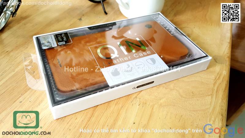 Bao da iPhone 8 Plus Nillkin Qin vân sần