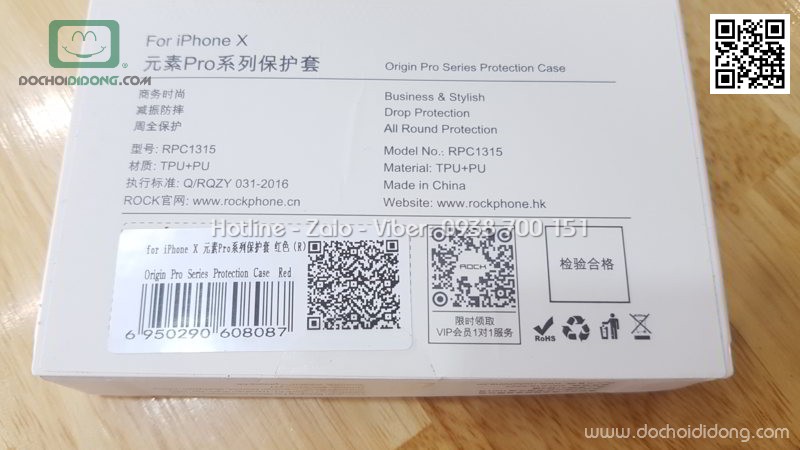 Ốp lưng iPhone X Rock Orgin Pro Series lưng vải