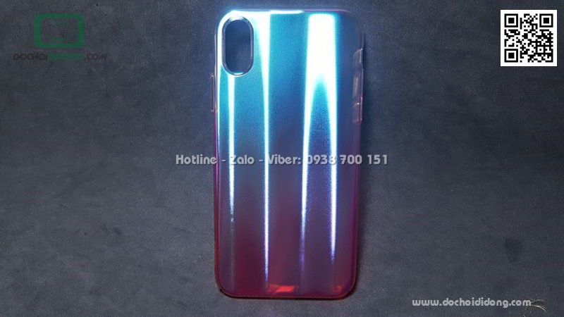 Ốp lưng iPhone X XS Baseus Aurora lưng nhám đổi màu