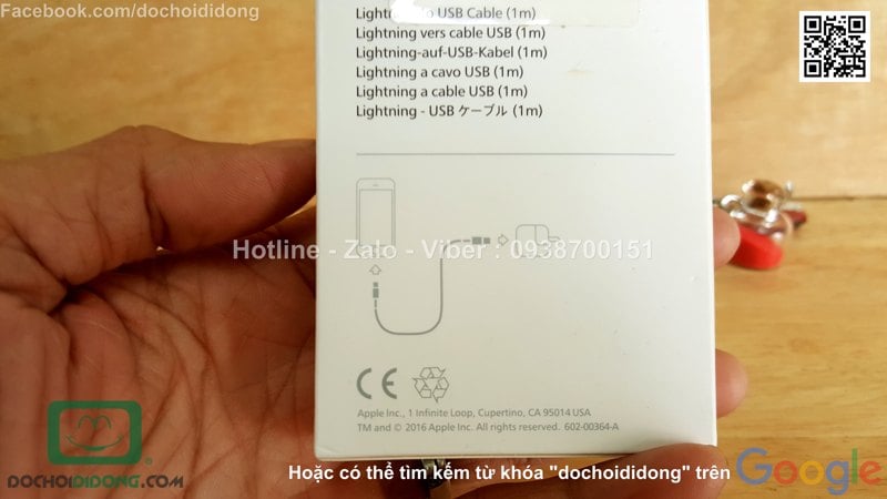 Cáp sạc Apple iPhone 8 Lightning chính hãng