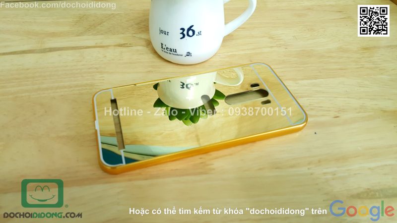 Ốp lưng Asus Zenfone Selfie ZD551KL viền nhôm lưng tráng gương