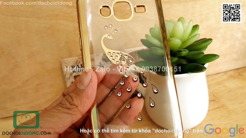 Ốp lưng Samsung Galaxy J5 đính đá hình con công