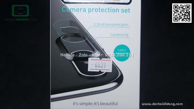 Miếng dán cường lực camera iPhone X Xs Xs Max Totu kèm ốp viền bảo vệ camera