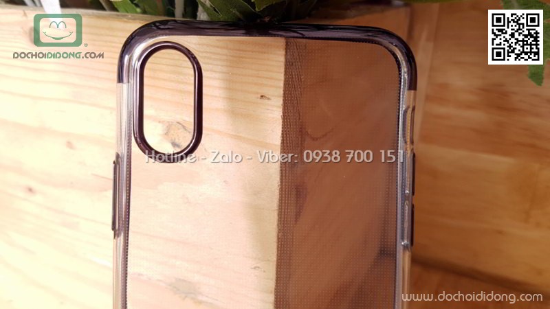 Ốp lưng iPhone X XS Baseus Shining dẻo trong viền màu